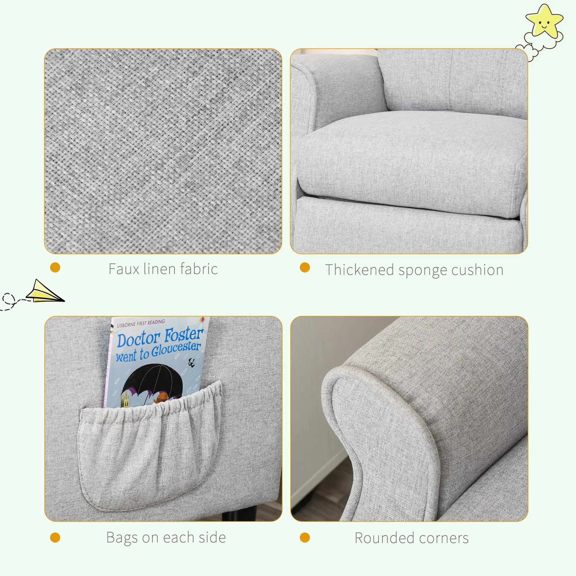 Toddler reading recliner chair for playroom