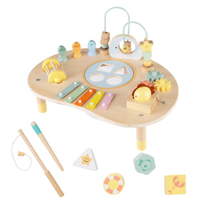 Toddler sensory activity table with seven educational play activities