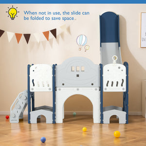 Side view of toddler slide and climber activity center