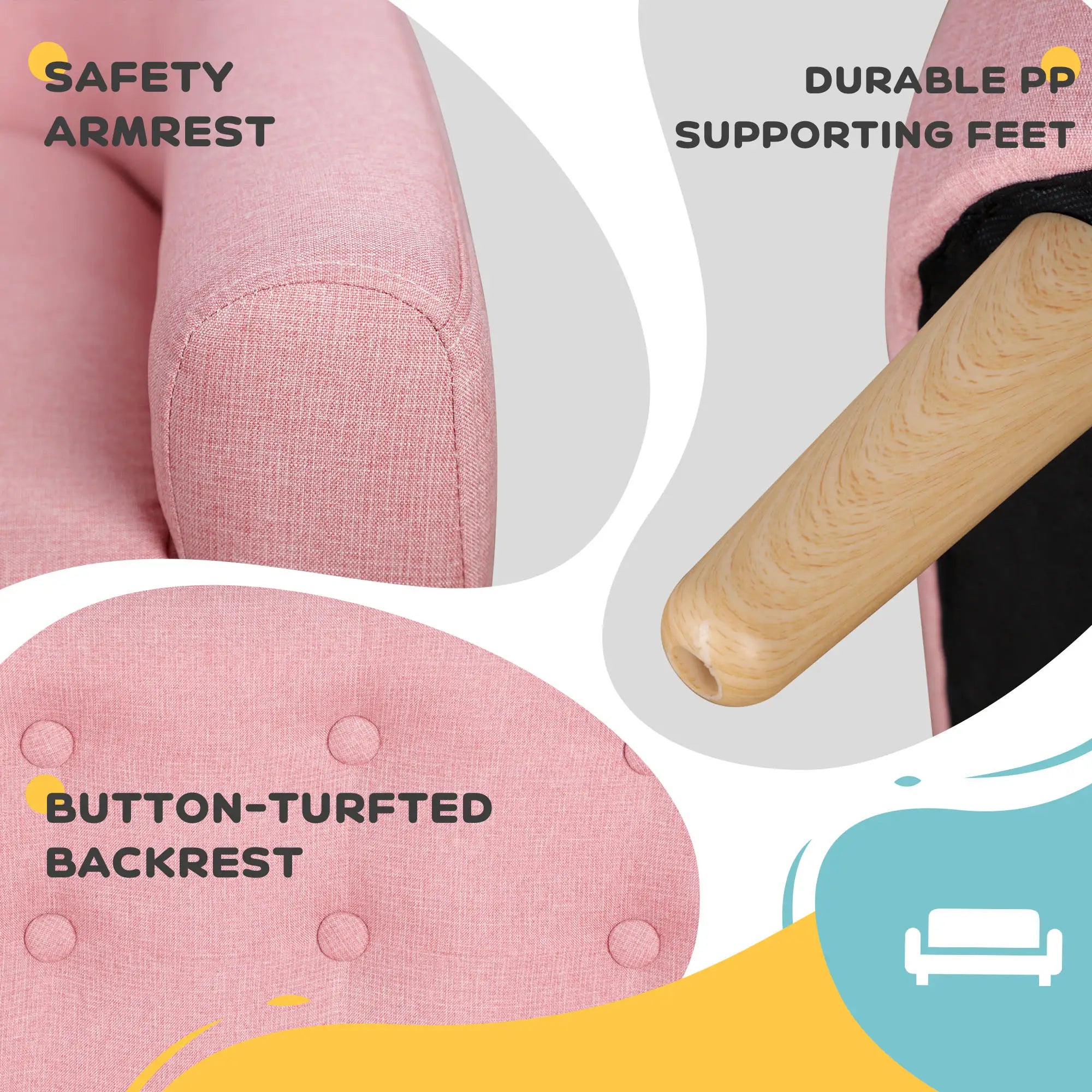 Plush foam seat of toddler sofa