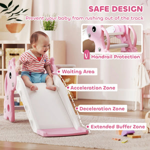 Baby slide with safety features highlighted in a room setting