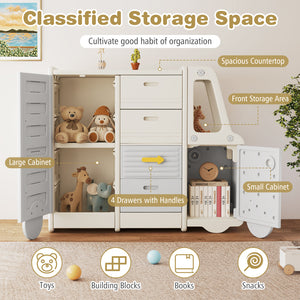 Toddler toy organizer with multiple storage spaces