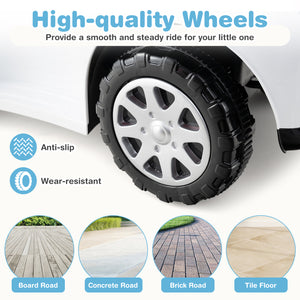 Close-up of a high-quality wheel with text highlighting features and road types.