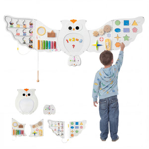 Toddler wall activity board with 11 educational play stations
