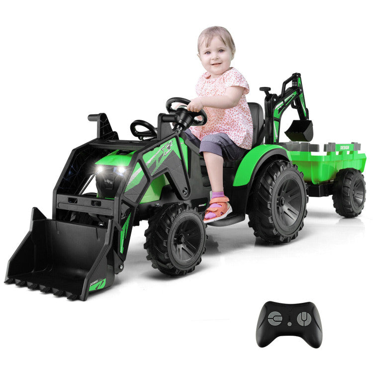 Toddler ride on excavator with trailer and buckets