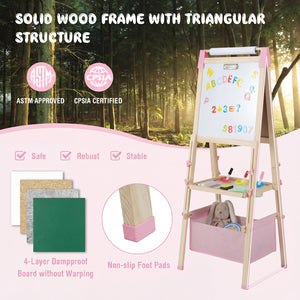 Wooden easel designed for toddlers and young children