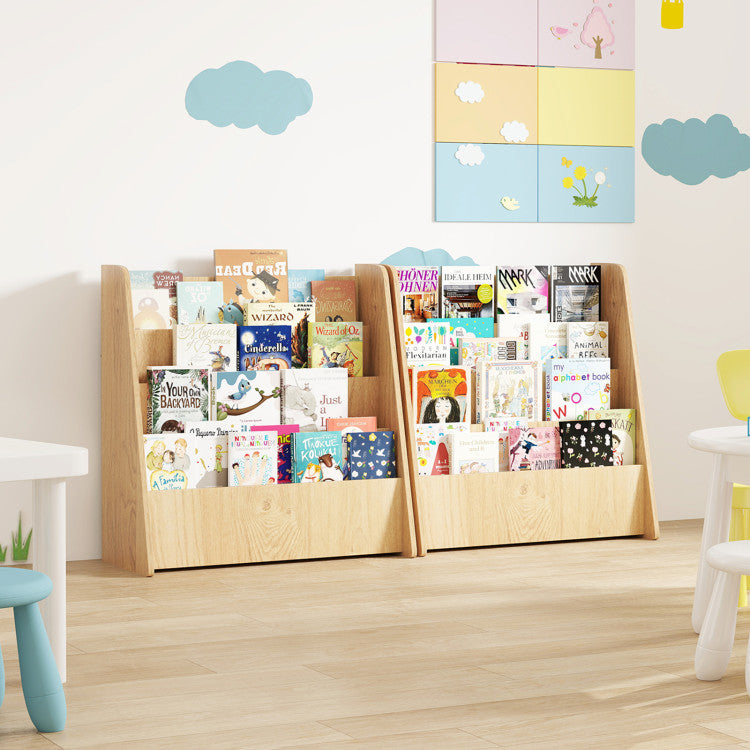 A bookshelf with baskets, demonstrating toy storage ideas for small spaces.