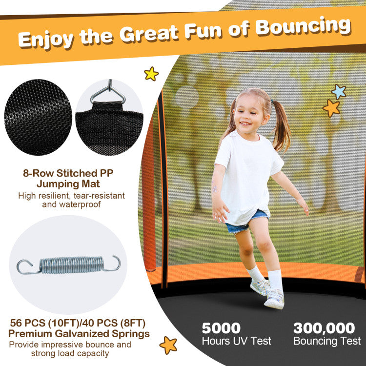 trampoline with 74 inch high safety net