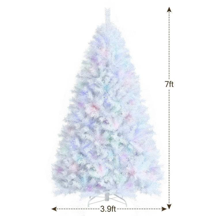 Artificial Christmas Tree with Iridescent Tips and Sturdy Metal Base