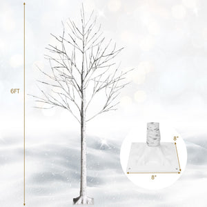 Pre-Lit White Twig Birch Tree with LED Lights for Christmas Holiday Decor