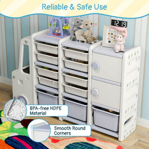 Truck-shaped storage organizer for playroom organization