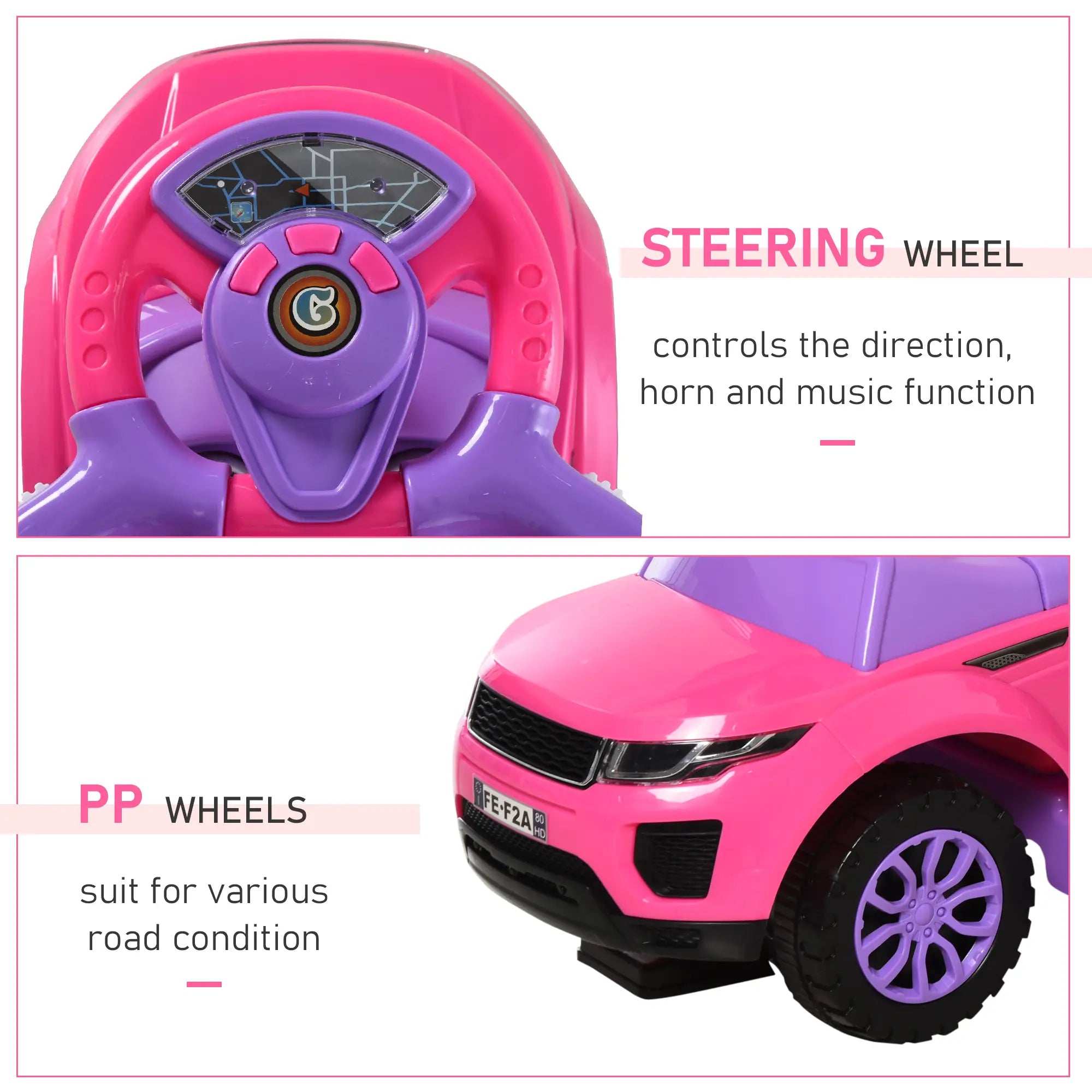 Under-seat storage space on toddler push car