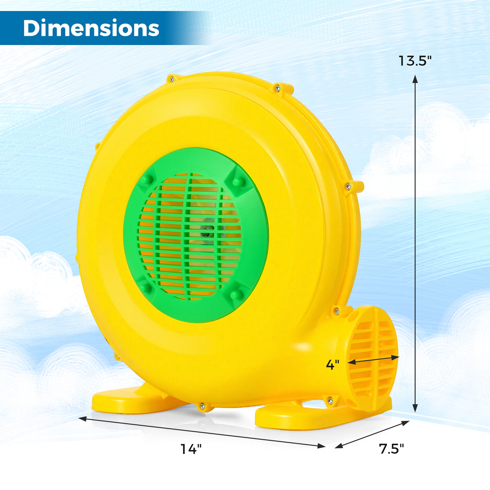 Powerful blower for inflatable water slides