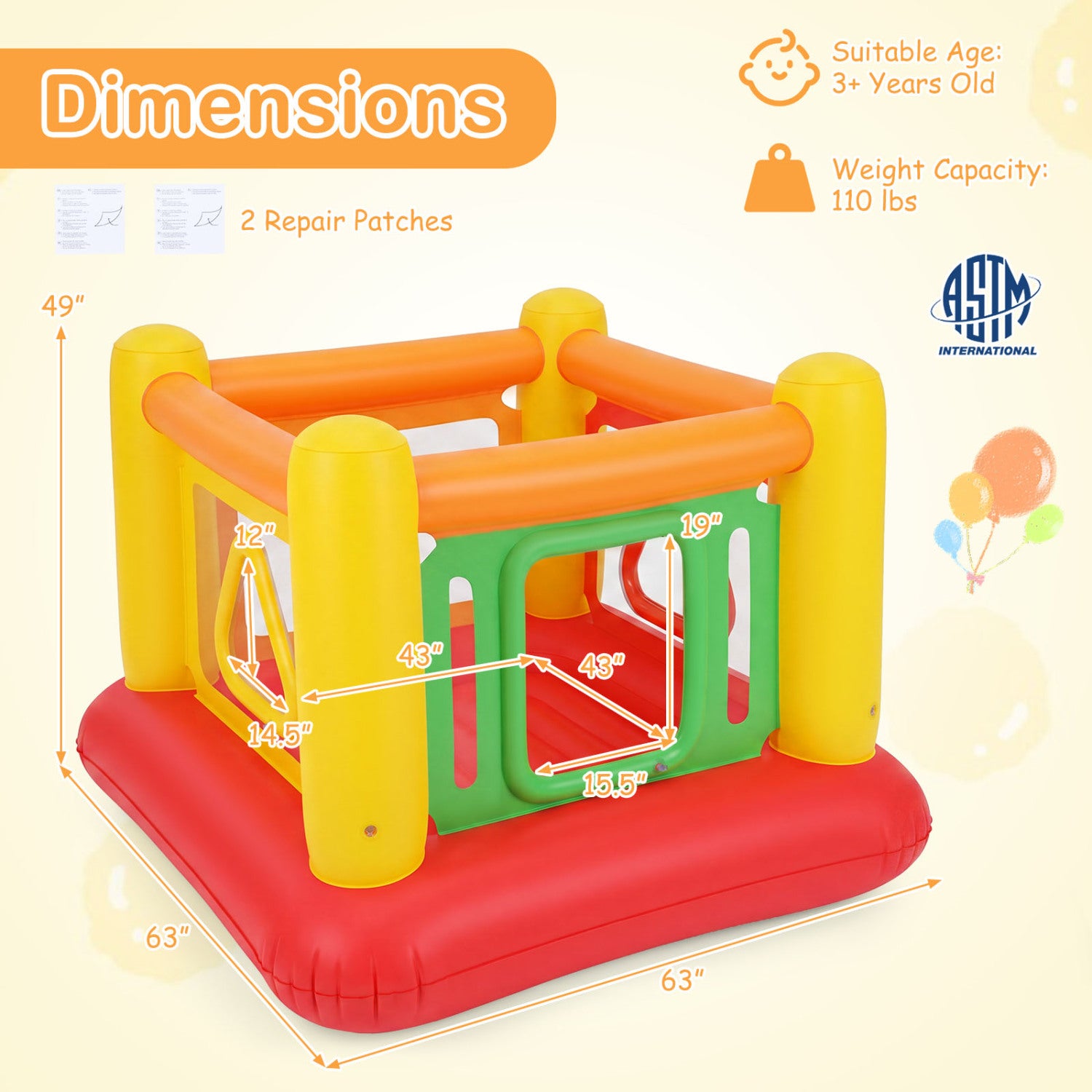 Waterproof inflatable bounce house for easy cleaning