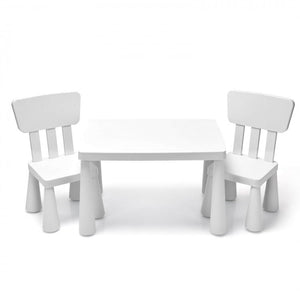 White kids activity table with two chairs