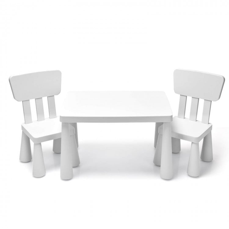 White kids activity table with two chairs