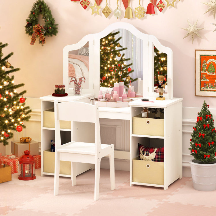 white-kids-vanity-table-set