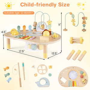 Wooden baby play table designed for early learning and sensory development