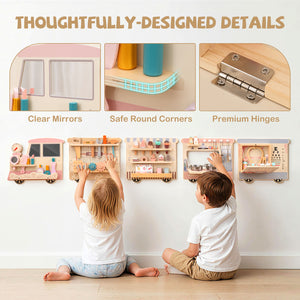 Wooden busy board train activity center for preschool children