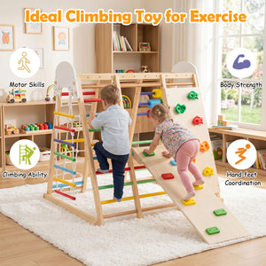 Foldable wooden climbing ramp for children's indoor play