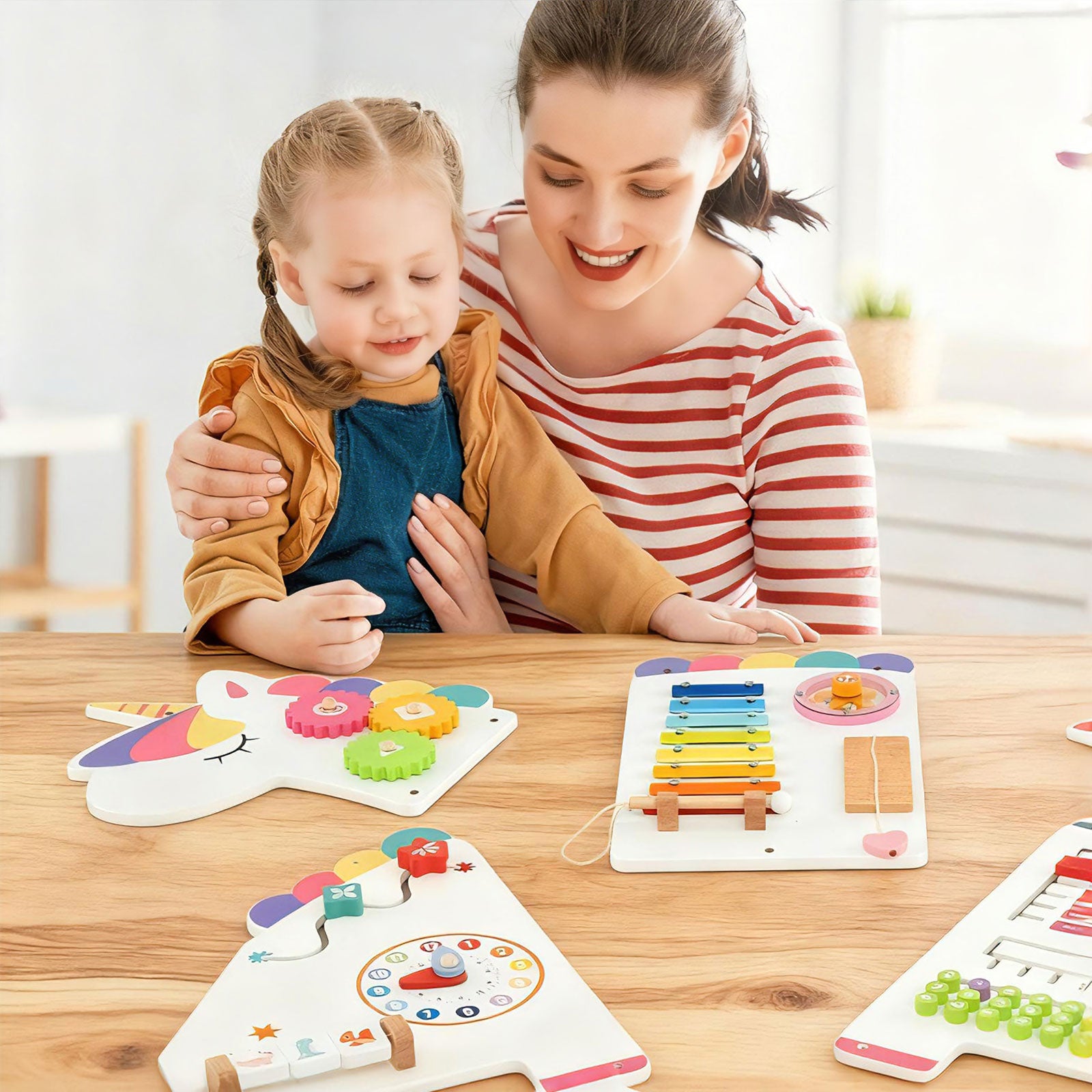 Wooden Montessori learning board for fine motor skill development