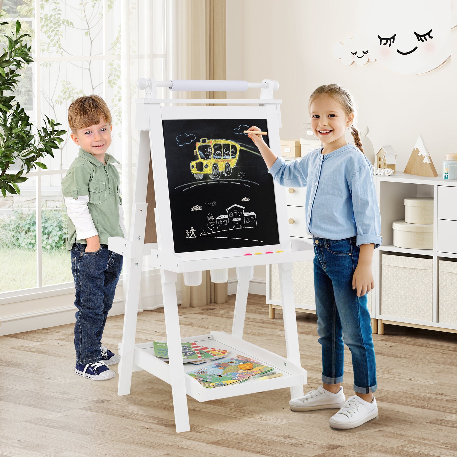 Wooden painting easel with adjustable height for kids2