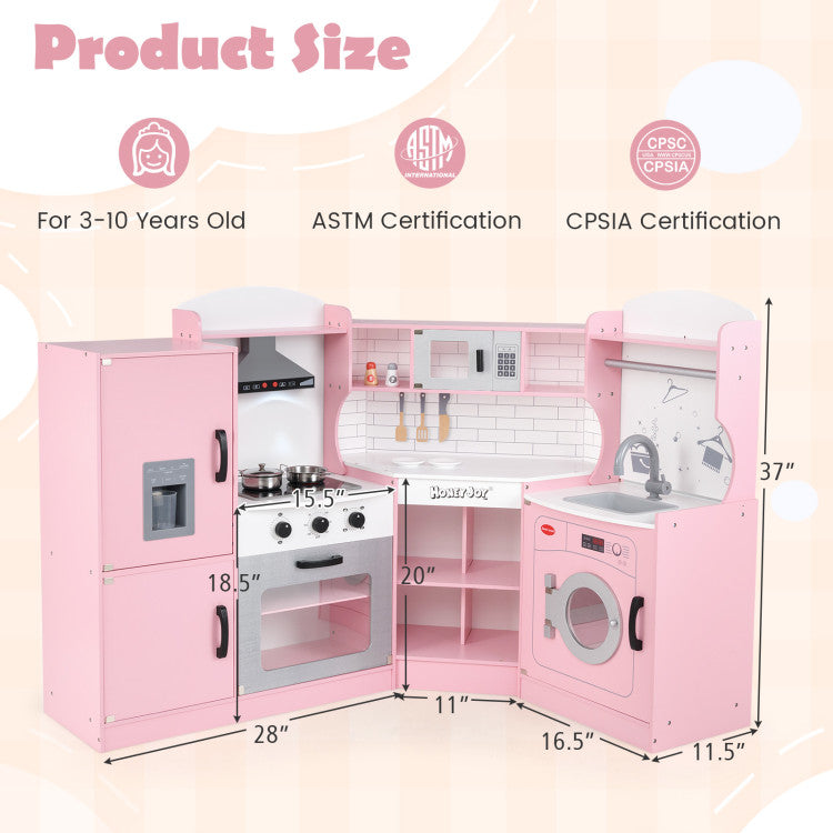 Pretend play kitchen set for boys and girls with sink and stove