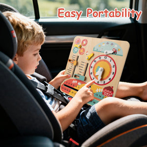 Wooden time learning toy with movable clock hands for toddlers
