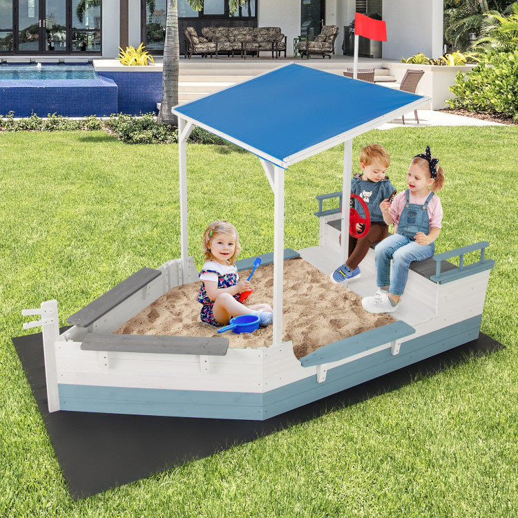  Wooden sandbox with canopy and benches