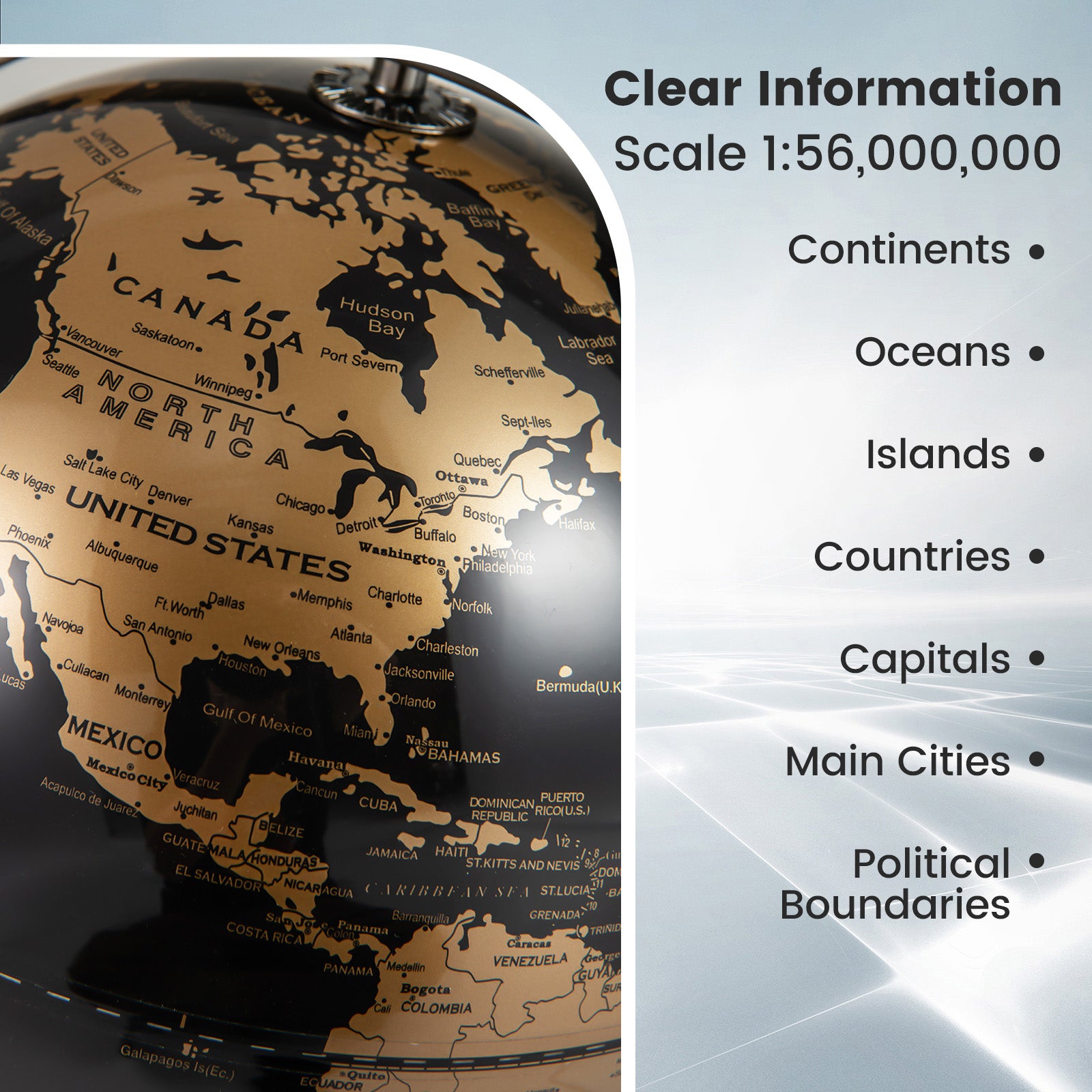 World globe featuring an integrated time zone dial for learning