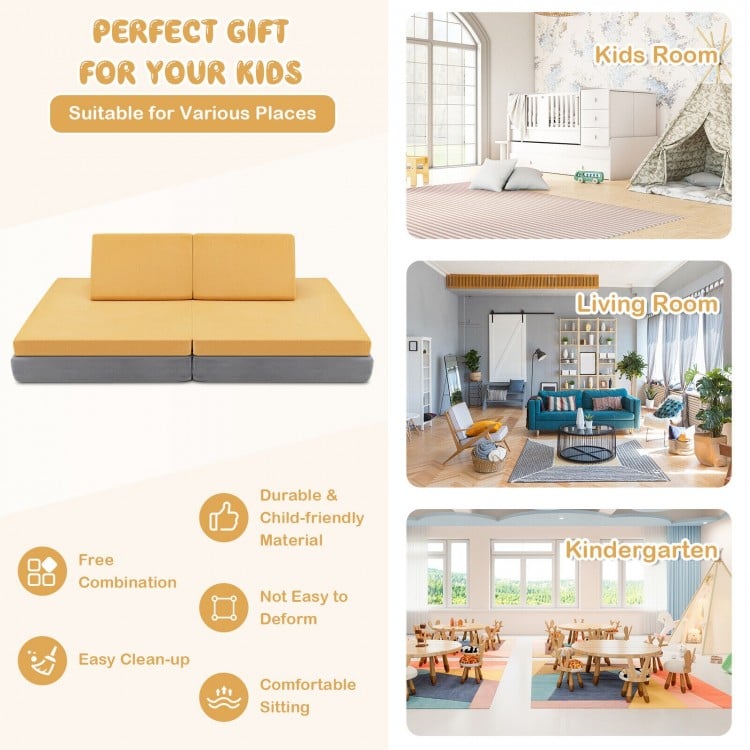 Yellow imaginative play sofa construction set