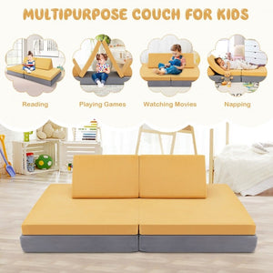 Yellow kids indoor soft play couch