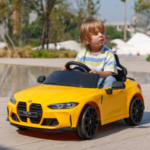 Yellow 12V Sports Car Electric Ride On with Parental Remote Control.