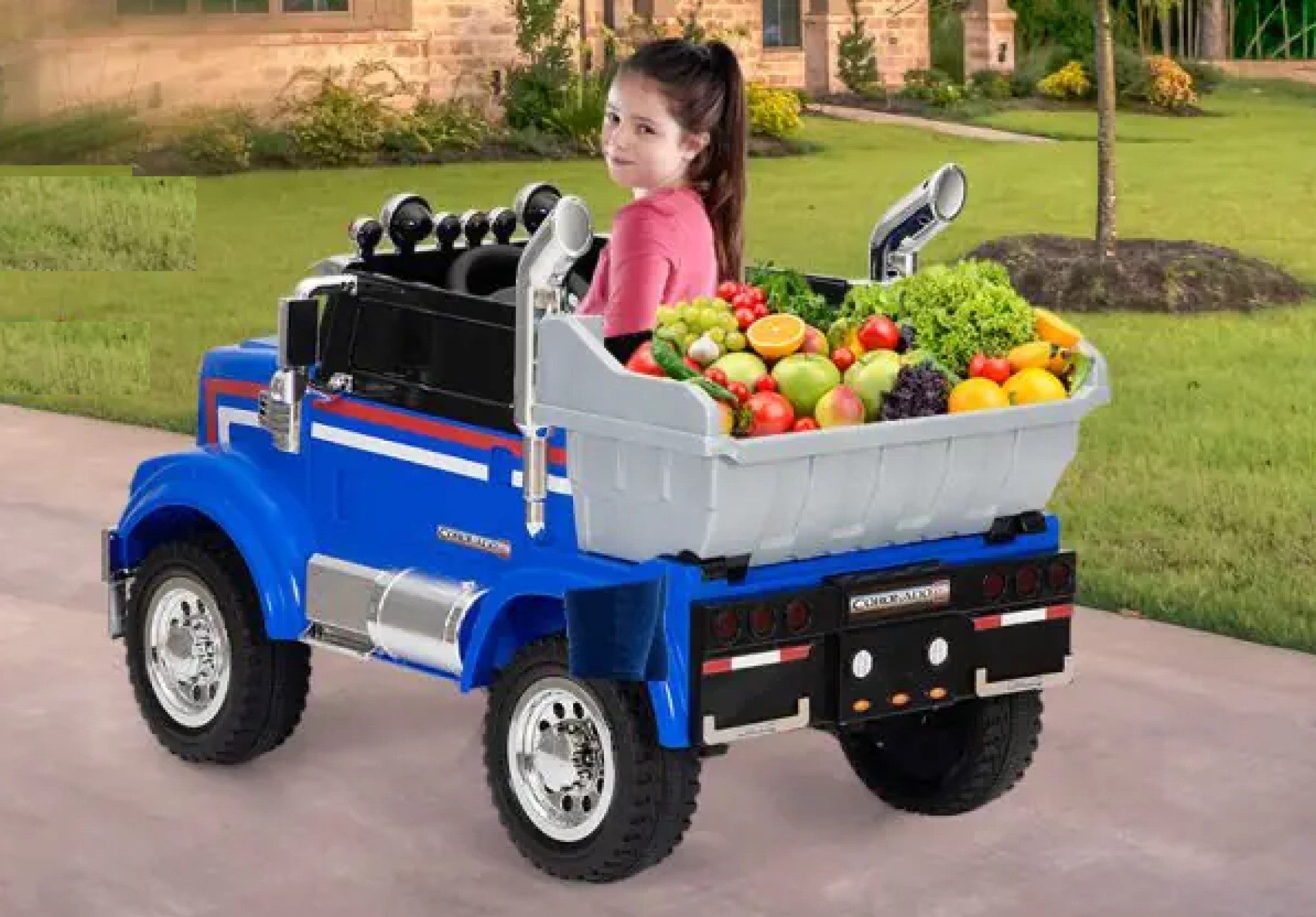 Tobbi 12V Toy Electric Licensed Freightliner, Kids Ride On Toy Car Battery Powered Dump Truck Tractor with Remote Control - Kids Electric Truck, Children's Toy Truck